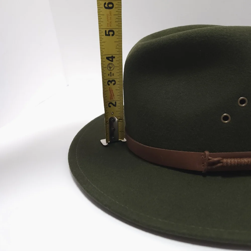 Duluth Trading Wool Felt Crusher Hat Medium Leather Band USA Made Green Fedora - Picture 10 of 14